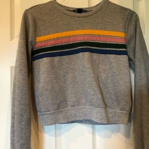 Forever 21 Color Stripe Grey Sweater (Size S)